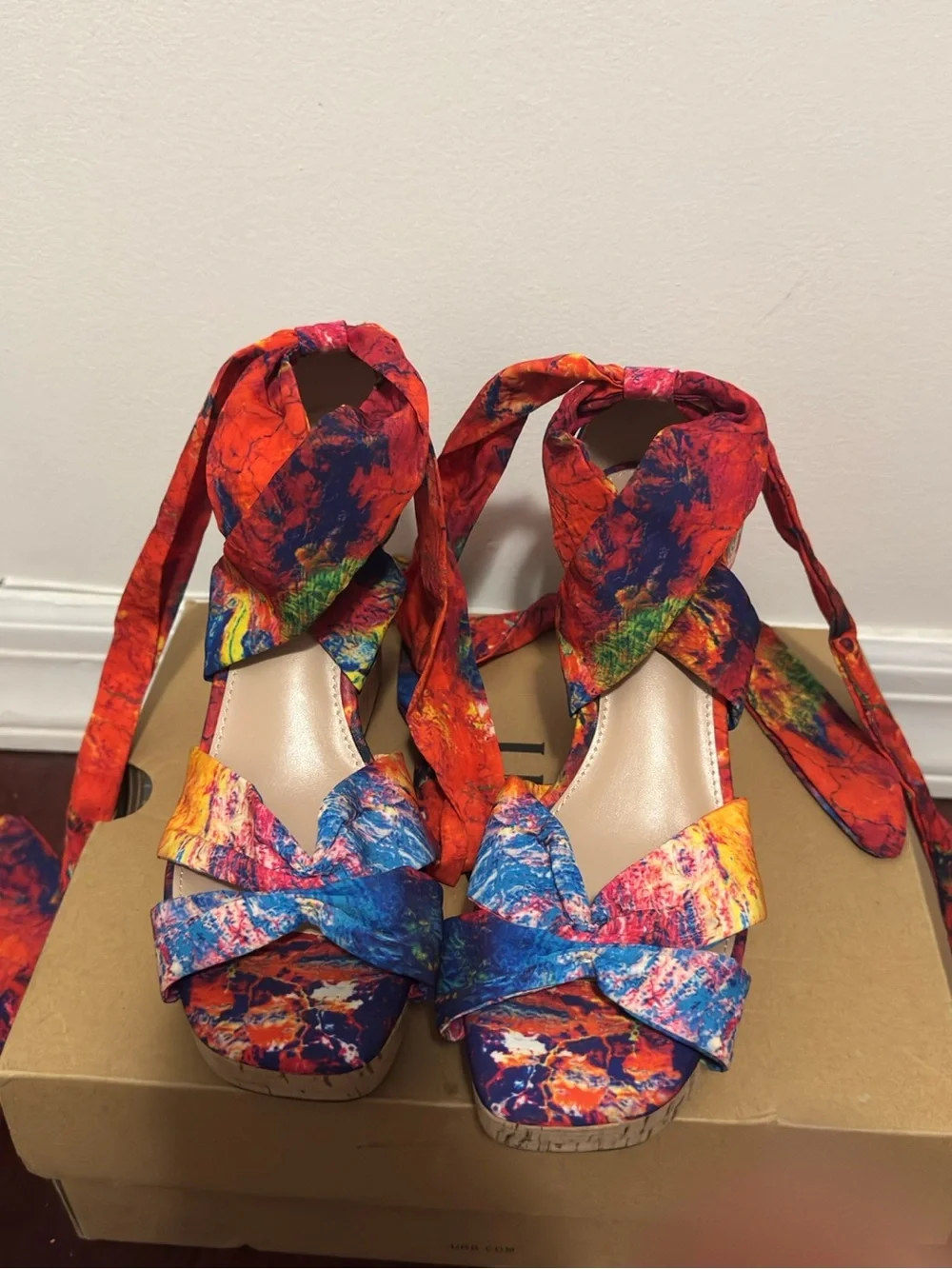 Impo Multicolor Tie-Wrap Cork Wedge Sandal